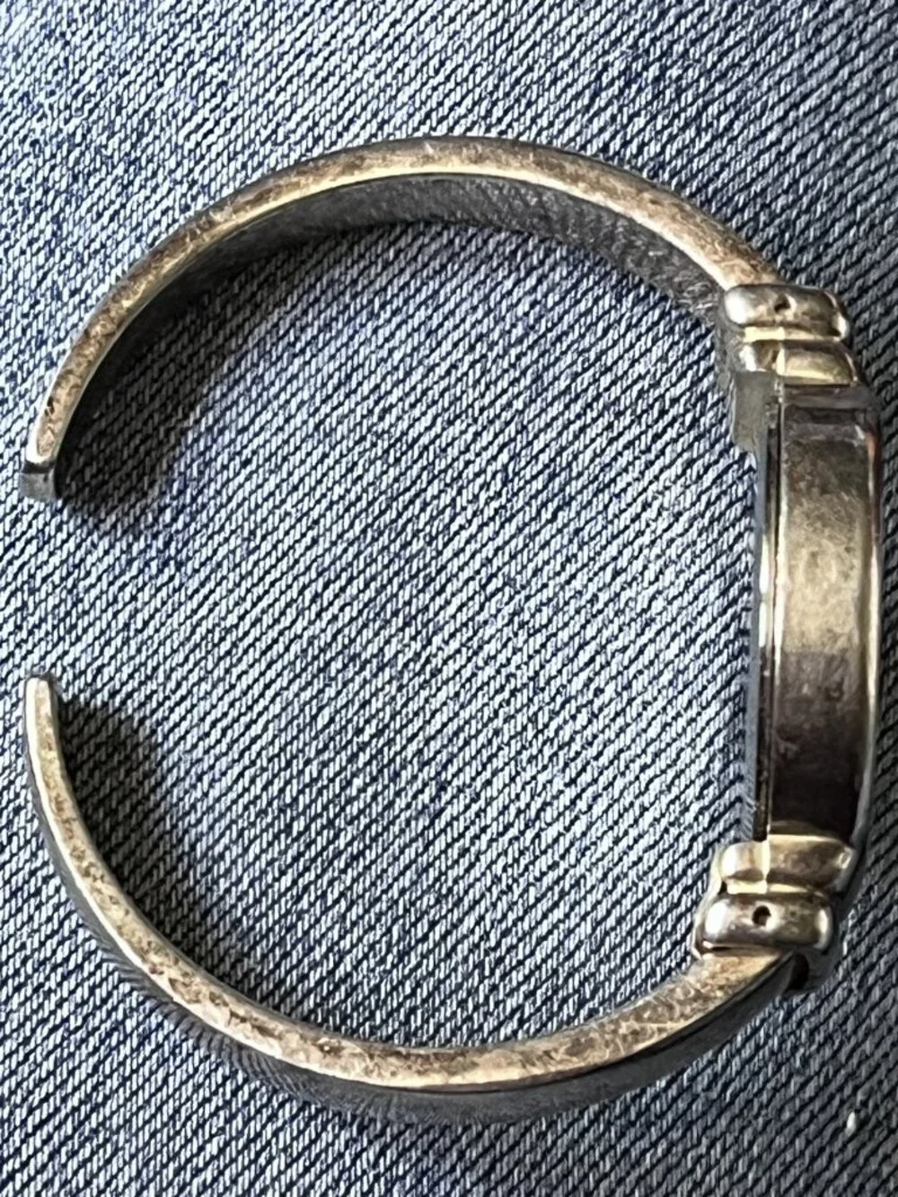 Vintage Geneva Platinum MOP Dial Silver Cuff Watch New Battery